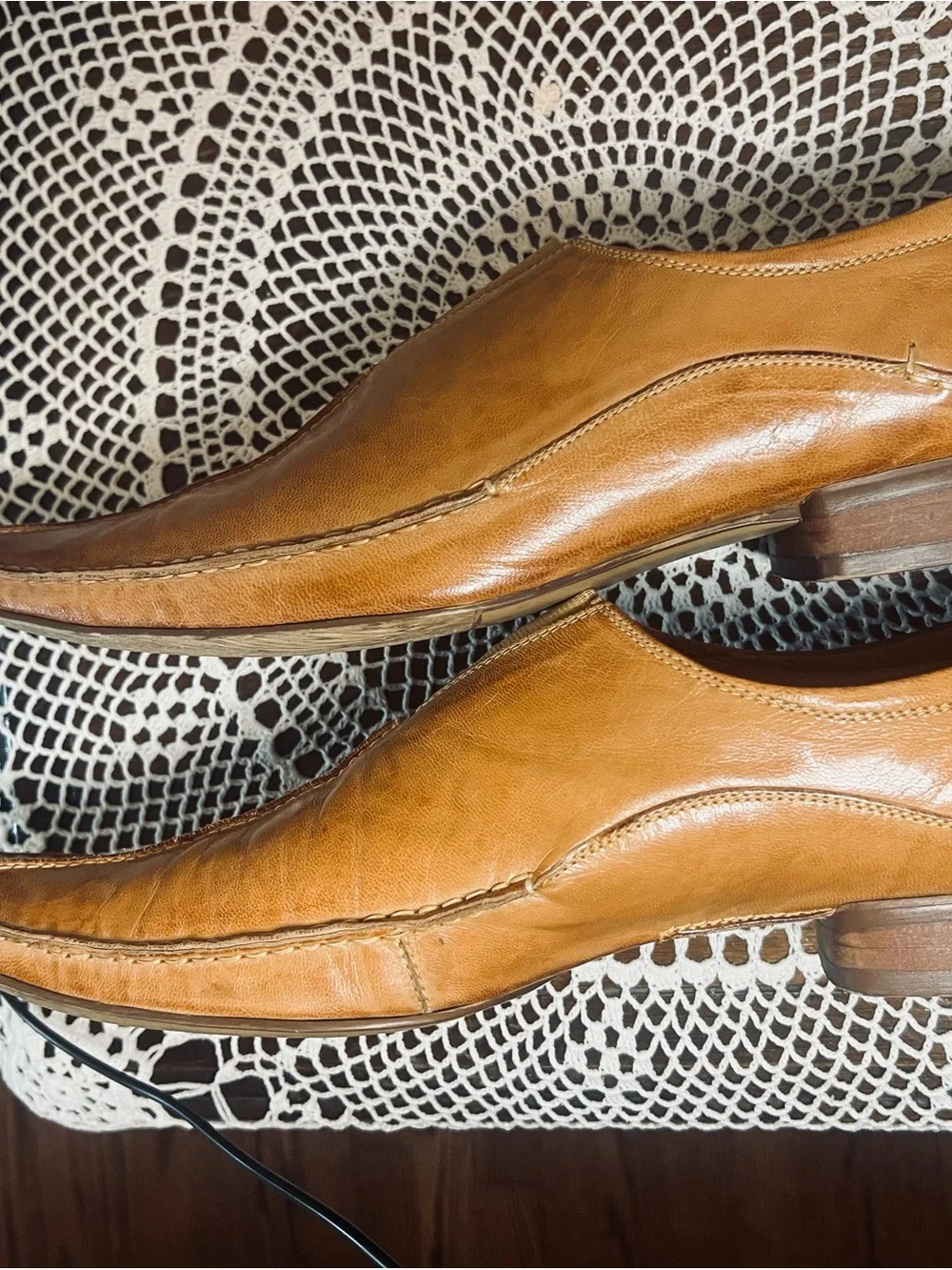 Vintage Handmade Leather Loafers Cognac Tan Men’s Size 10 Moc Toe